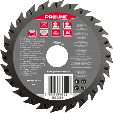 TARCZA PŁASKA PIŁA Z TARNIKIEM GRUBE ZĘBY 230MM PROLINE